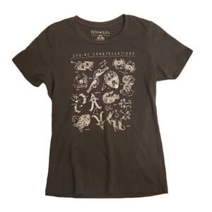 Juniors Fifth Sun Gray & White Zodiac Constellations Graphic Tee Size Large.
